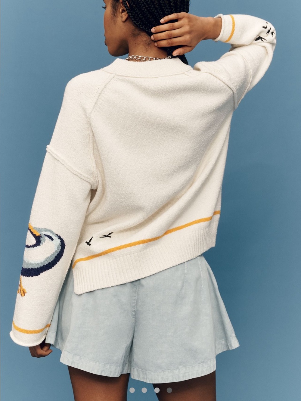 🌊Anthropologie Lost Coast Long-Sleeve Crewneck Sweater Pilcro NEW Small - Picture 3 of 15